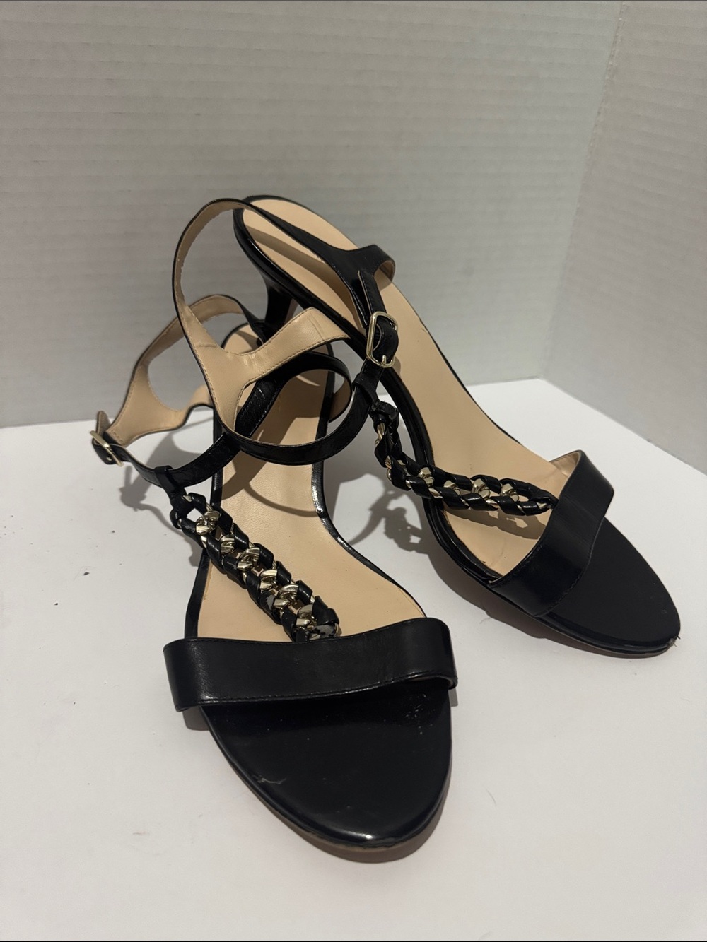 Black T-strap 90’s Wedding Guest Kitten Heel Sandals